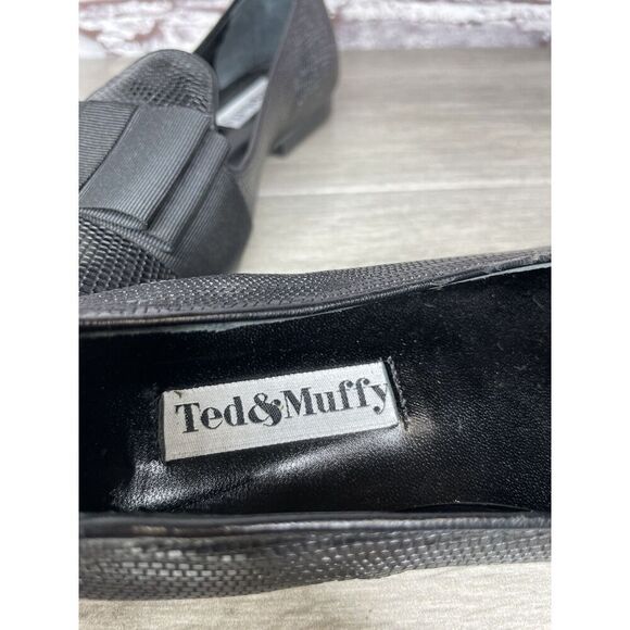 Ted & Muffy Black Leather Bow Slip On Heel Pump Shoes Women’s Sz 36EU/6M US - Picture 8 of 16